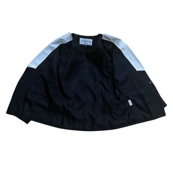 Vtg Albert Nipon Skirt Suit Womens S 6 Black White 90s Designer Blazer Timeless - Picture 9 of 16